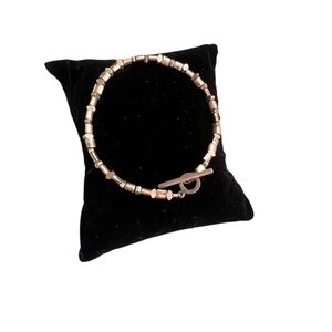 Vintage Sterling Silver 925 Beaded Toggle Bracelet, ~7", Y2K